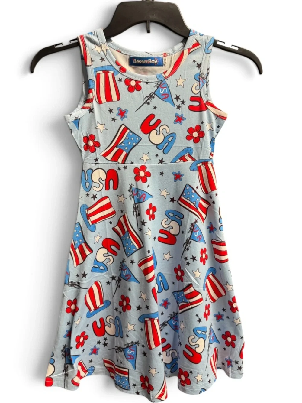 NWOT BesserBay Girls USA Patriotic Dress 4T 4th July American Flag